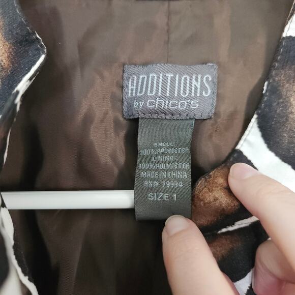 Chicos Additions Womens Animal Print Blazer Jacket Medium (1) 3/4 Sleeves - Picture 6 of 6